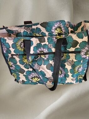 Thirty-One Large Utility Tote Floral Print Canvas Bag Organizer